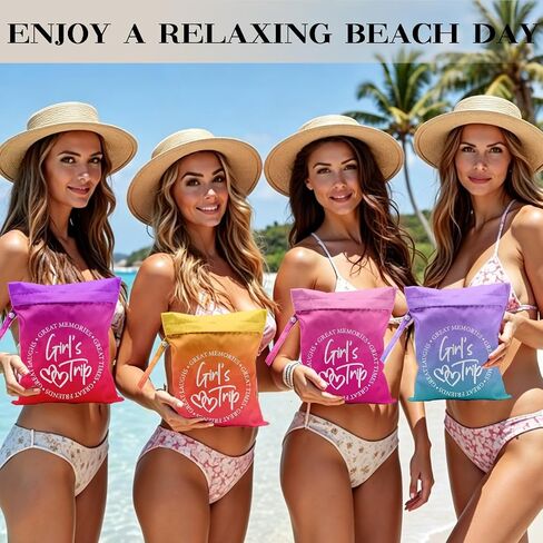 4Pcs Girls Trip Wet Dry Bag, Girls Trip Gifts Favors Beach Bag Wet Bags | Waterproof Reusable Travel Bags for Swimsuits, Baby Cloth Diapers, Beach,Pool, Gym Bag & Wet Clothes, Weekend Gifts for Women in Kuwait
