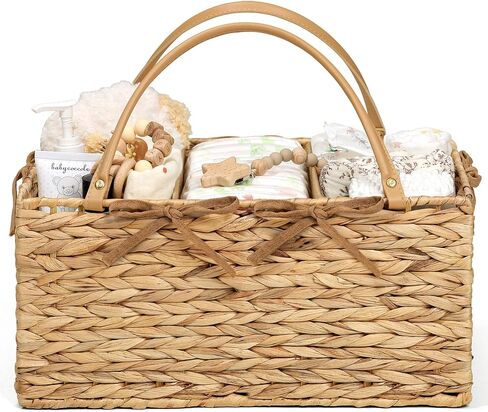 Diaper Caddy Organizer for Baby Nursery, Natural Water Hyacinth in Kuwait