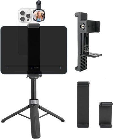Large Screen Teleprompter Holder for Tablet & Phone with 70.8" Tripod | Dual Device Design, Extendable Tripod, Fits iPad/iPhone/Samsung Galaxy and more, Perfect for Live Streaming/Video Recording in Saudi Arabia