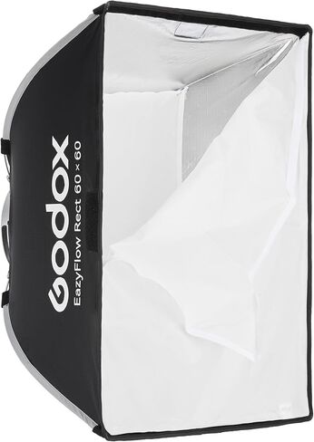 Godox LED EazyFlow 6060 Quick Setup Rectangular Softbox 60 x 60cm, Bowens Mount Light Modifier for Even Diffused Lighting, Portrait, Interview, Product Photography, Studio and Location Use in Saudi Arabia