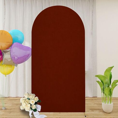 7.2FT Arch Backdrop Cover Burgundy Acrylic Watercolor Marble Shiny Wedding Arch Cover Spandex Fitted Stretchy Backdrop Stand Covers for Birthday Party Wedding Decoration in Saudi Arabia
