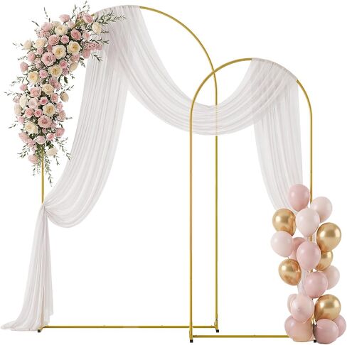 Gold Wedding Arch Stand, Arch Backdrop Stand Set of 2 | 7.2 FT / 6 FT Wedding Arches Frame 2 Pack, with 4 Ground Stakes, Supports Free DIY Decoration for Wedding Birthday Graduation in Kuwait