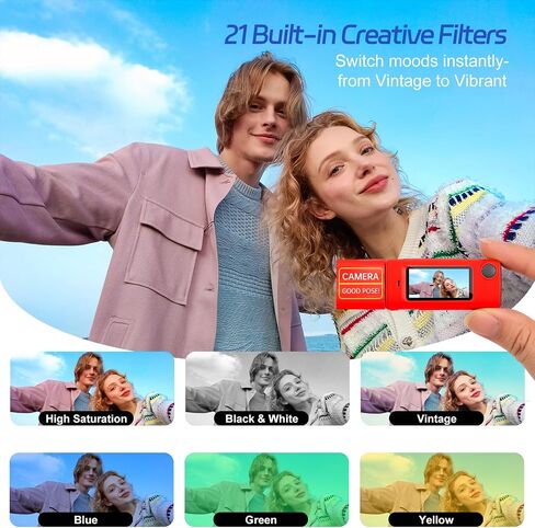 Mini Keychain Digital Camera,Y2K Retro Pocket Digicam 2K HD Video Camera, 270° Rotatable Lens, Built-in Flash, Type-C Charging, with 32GB SD Card & Keychain in Saudi Arabia