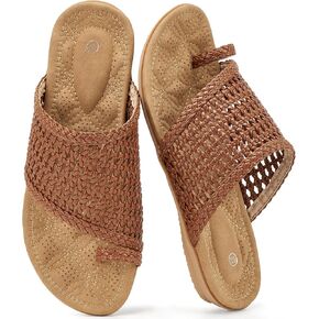 Ecetana Womens Dressy Flat Sandals: Comfortable Summer Slip On Woven Slides with Cushioned Footbed for Casual Walking in Saudi Arabia