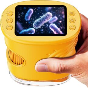 SEEKID Microscope for Kids 200-1000X, STEM Toy Science Kit for Kid(Yellow) | Handheld Digital Microscope, 2" IPS Screen, 4K HD Camera 200+ Photo Storage for Girls Boys Child Birthday Gifts in Kuwait