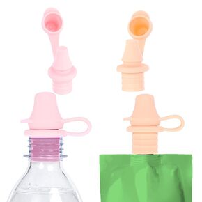 KiddiKap Pouch Topper, Silicone Spout Cap, 2 Pack, Peach Pink, Reusable | For Applesauce, Yogurt and Smoothie Pouches, Spill Resistant, Dishwasher Safe, Ages 12 Months+ in Saudi Arabia
