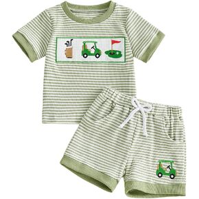 Baby Boy Summer Outfit Striped T-shirt Short Set Toddler Boy Summer Clothes 6 12 18 Months 2 3 4 5 T in Kuwait
