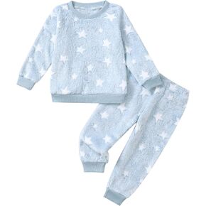 Jecson Toddler Boy Clothes Fleece Outfits Baby Boys' Clothing Sets 12M-4Y | Thick Flannel Fleece Toddler Boy Clothes Set with Long Sleeves And Cozy Pants, Ideal for Chilly Days, Playtime, and Lounging. in Saudi Arabia