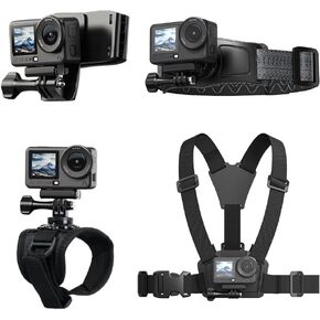 4 in 1 Accessories Kit Set for DJI Action 6/5/4, GoPro Hero 13/12/11/10 and More, Quick Release Head Strap Mount + Chest Mount Harness + Backpack Clip Holder + 360°Rotating Palm Strap in Saudi Arabia