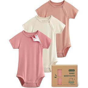 Yoofoss Baby Bodysuits Rayon Made From Bamboo, Soft Breathable Short Sleeve Newborn Baby Boy Girl Clothes 3 Pack in Saudi Arabia