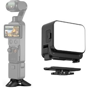 BRDRC Mini Tripod LED Fill Light for Pocket 3 4, Magnetic Base Desktop Stand with Cold/Hot Shoe Vlogging Light for DJI Osmo Pocket 3 4, Action 5 Pro 4 Accessories in Kuwait