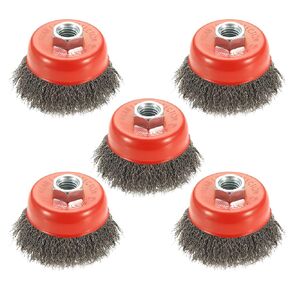 5 Pack 4 Inch Coarse Crimped Wire Wheel Brush for Angle Grinder with 5/8 Inch-11 Threaded Arbor - 0.014 Inch Carbon Steel Wire -Light Duty Conditioning for Metals in Saudi Arabia