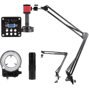 Microscope Camera, 4K Electronic Digital Microscope for Soldering Set 1080P VGA USB Industrial Camera 150x Lens Fold Bracket Remote(HDMI VGA 1080P) in Saudi Arabia