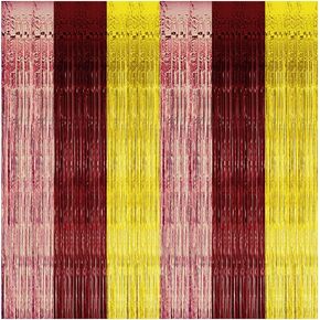 Burgundy Party Curtain 3 Pack | Bachelorette Foil Fringe Backdrop Decorations, Wedding Photo Booth Props, Wine Bday Streamer, Birthday Supplies in Saudi Arabia