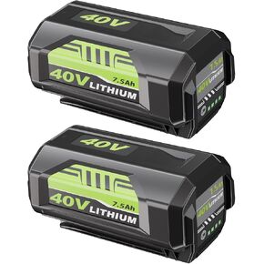 2Pack 40V 7500mAh Replacement for Ryobi 40V Battery and Charger | Compatible with Ryobi 40 Volt Batteries Lithium ion OP40601 OP40602 OP4075A OP4040 OP40404 OP4050A Cordless Tool and Charger in Kuwait