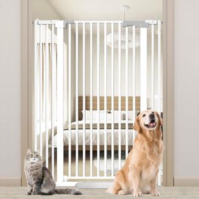 51'' Extra Tall Cat Gate for Doorways 30-49.2'' Wide, Climb Proof Pet Dog Gates for Kitten Dogs, Pressure Mounted No Drilling Cats Fence Barrier White in Saudi Arabia