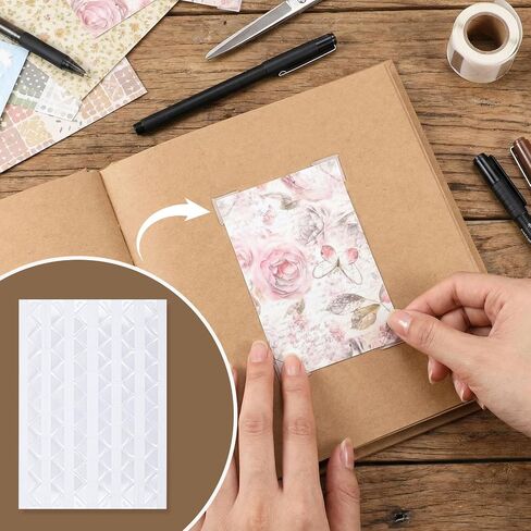 816pcs Clear Self-Adhesive Photo Corners, 8 Sheets 0.6 Inches Picture Mounting Corner Stickers, Picture Edge Stickers Photo Tape for Scrapbooking Family Album DIY Journal in Saudi Arabia