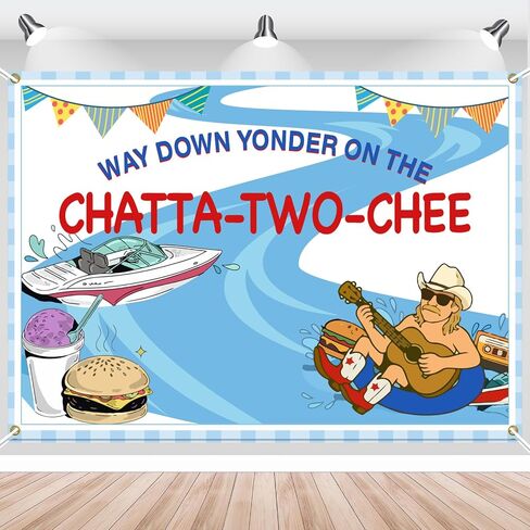 Chatta-Two-chee Birthday Backdrop Banner Chattatwochee Themed 2nd Birthday Party Decor Country Music River Party Banner in Saudi Arabia