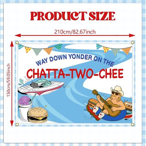 Chatta-Two-chee Birthday Backdrop Banner Chattatwochee Themed 2nd Birthday Party Decor Country Music River Party Banner in Saudi Arabia