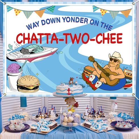 Chatta-Two-chee Birthday Backdrop Banner Chattatwochee Themed 2nd Birthday Party Decor Country Music River Party Banner in Saudi Arabia