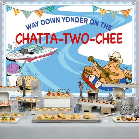 Chatta-Two-chee Birthday Backdrop Banner Chattatwochee Themed 2nd Birthday Party Decor Country Music River Party Banner in Saudi Arabia