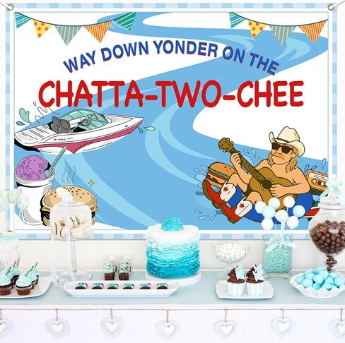 Chatta-Two-chee Birthday Backdrop Banner Chattatwochee Themed 2nd Birthday Party Decor Country Music River Party Banner in Saudi Arabia
