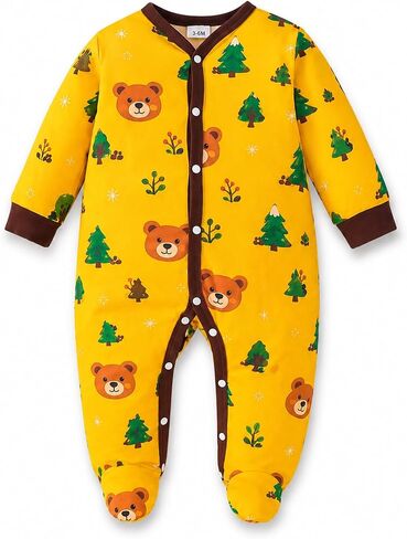 Baby Boy Clothes Baby Boy Outfits Footed Romper Snap Animal Print Preemie Newborn 0 3 6 12 Months in Saudi Arabia