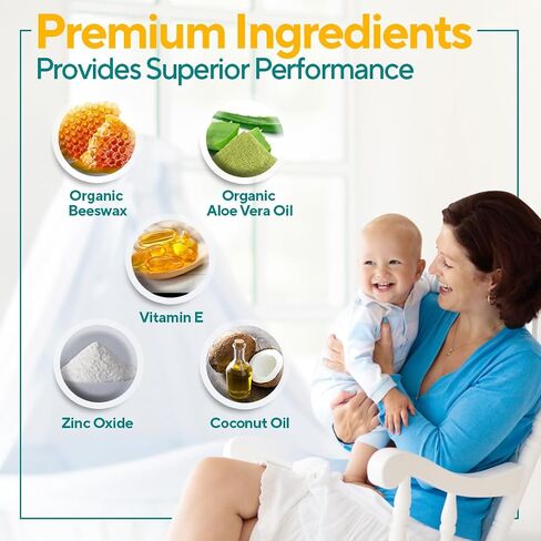 Marie Originals Premium Diaper Rash Ointment with Zinc Oxide, 8 oz | Diaper rash ointment and baby skin protectant with zinc oxide, vitamin E and coconut oil; moisturizes dry skin in Saudi Arabia