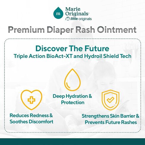 Marie Originals Premium Diaper Rash Ointment with Zinc Oxide, 8 oz | Diaper rash ointment and baby skin protectant with zinc oxide, vitamin E and coconut oil; moisturizes dry skin in Saudi Arabia
