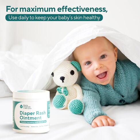 Marie Originals Premium Diaper Rash Ointment with Zinc Oxide, 8 oz | Diaper rash ointment and baby skin protectant with zinc oxide, vitamin E and coconut oil; moisturizes dry skin in Saudi Arabia