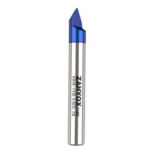 ZahyoX 60 Degree V-Groove CNC Bit, NACO Coated Solid Carbide Router Bit, 0.04" Cutting Dia, 1/4" Shank, 0.182" Cutting Length, 2" Overall Length, 1 Flute, CNC Router Bits, CNC End Mill in Saudi Arabia