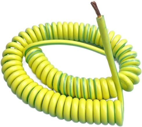 1Pc Yellow/green Spring Spiral Cable Yellow-Green Ground Wire Single Core 20/18/17/15/13/11/9/7AWG Shrinkable Cable Copper Wire Telescopic Wire ( Size : Stretch 1 Meter , Color : 20 AWG 0.5mm2 ) in Saudi Arabia