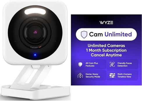 WYZE Cam v4 White 2-Pack Cam Unlimited Monthly, Covers Unlimited Cameras, Auto-Renews at $9.99/Month, Activation Required, Cancel Anytime in Saudi Arabia