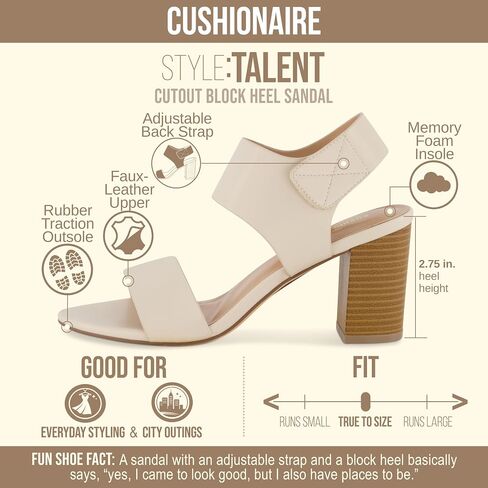 CUSHIONAIRE Women's Talent cut out heel sandal +Memory Foam and Wide Widths Available in Saudi Arabia