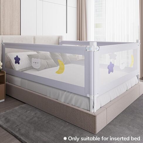 omzer 3-Piece King Size Bed Rail for Toddlers - Toddler Bed Rails with Double Child Lock, Bed Rail for Baby Kids with Pattern, Height Adjustment Guardrail for King Size Bed, 78.7x78.7x74.8" in Saudi Arabia