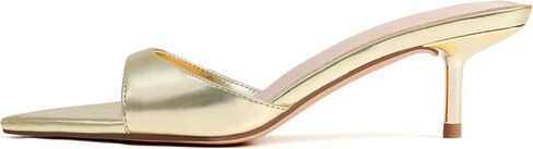 Mattiventon Gold Kitten Heels Mule Heeled Sandals for Women | Pointed Open Toe Slip on Mules Sandals Slingback Heels Summer Office Party Wedding Prom Dress Shoes Size 7.5 in Saudi Arabia