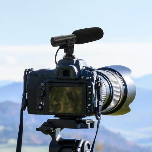 External Microphone for DSLR Camera, Professional Interview Recording Microphone with Shock Mount and Windshield, Black, for Filmmaking and Audio Capture in Kuwait