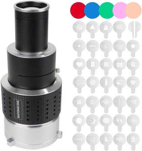 Optical Bowens Mount Projector Attachment Spotlight Conical Optical Snoot Photography Kit with Color Filters Various Gobos for Aputure Amaran 100DS/XS 200XS/DS 300C/DII/X 60D/XS Godox SL60 in Saudi Arabia