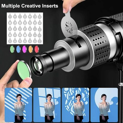 Optical Bowens Mount Projector Attachment Spotlight Conical Optical Snoot Photography Kit with Color Filters Various Gobos for Aputure Amaran 100DS/XS 200XS/DS 300C/DII/X 60D/XS Godox SL60 in Saudi Arabia
