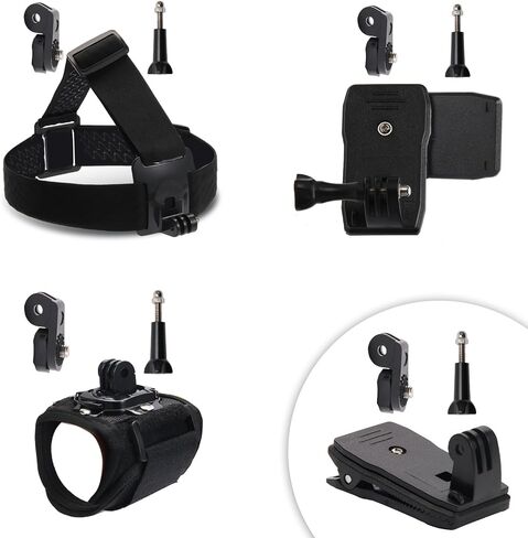 CamKix Accessories Kit Head & Backpack Mount Bundle Compatible with GoPro Hero 13/12/11/10/9/8/7/6/5, Insta360 - Head Strap Mount, Backpack Clip, 360° Rotating Wrist Strap, Adapters in Saudi Arabia