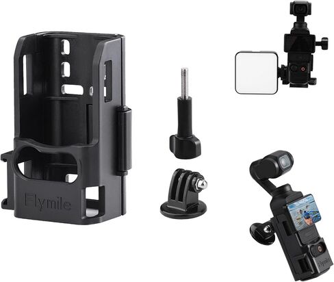 Pocket 4 Expansion Adapter Mount for DJI Osmo Pocket 4 3 Camera 2-Prong Extension Bracket with Cold Shoe & Action CamerInterface Design to Attached Backpack Clip/Selfie Sticks Accessories in Saudi Arabia