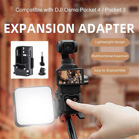 Pocket 4 Expansion Adapter Mount for DJI Osmo Pocket 4 3 Camera 2-Prong Extension Bracket with Cold Shoe & Action CamerInterface Design to Attached Backpack Clip/Selfie Sticks Accessories in Saudi Arabia