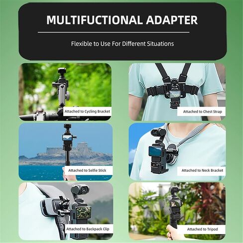 Pocket 4 Expansion Adapter Mount for DJI Osmo Pocket 4 3 Camera 2-Prong Extension Bracket with Cold Shoe & Action CamerInterface Design to Attached Backpack Clip/Selfie Sticks Accessories in Saudi Arabia