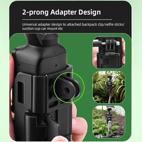 Pocket 4 Expansion Adapter Mount for DJI Osmo Pocket 4 3 Camera 2-Prong Extension Bracket with Cold Shoe & Action CamerInterface Design to Attached Backpack Clip/Selfie Sticks Accessories in Saudi Arabia