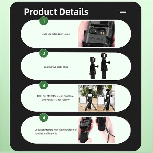 Pocket 4 Expansion Adapter Mount for DJI Osmo Pocket 4 3 Camera 2-Prong Extension Bracket with Cold Shoe & Action CamerInterface Design to Attached Backpack Clip/Selfie Sticks Accessories in Saudi Arabia