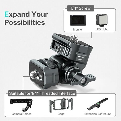 Field Monitor Mount Monitor Holder,1/4" Screw for 5" & 7" Field Monitor Mount Support 360° Swivel &180° Tilt Adjustment,Aluminum Camera Monitor Mount for Camera/Phone Cage in Saudi Arabia