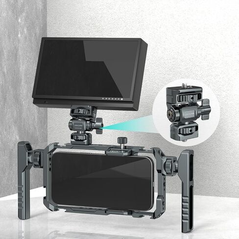Field Monitor Mount Monitor Holder,1/4" Screw for 5" & 7" Field Monitor Mount Support 360° Swivel &180° Tilt Adjustment,Aluminum Camera Monitor Mount for Camera/Phone Cage in Saudi Arabia