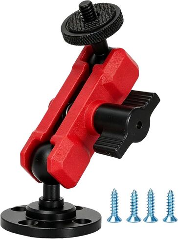 Wall Camera Mount Bracket, 1/4"-20 Heavy Duty Aluminum Arm with Dual Ball Heads, 360° Adjustable Holder for Camcorders/CCTV/DSLR Action Camera, Indoor Outdoor Wall Desktop Car Ceiling Installation in Saudi Arabia