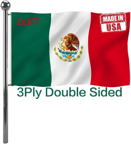 Jayus Embroidered Double Sided Mexico Flags 4x6 FT Outdoor - 340D Vivid Colors Heavy Duty Nylon Mexican MX National Flag Banner with 2 Grommets in Saudi Arabia