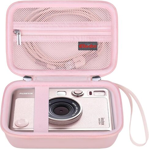 Camera Case for Fujifilm Instax Mini EVO/ MINI EVO Hybrid Instant Camera | Fujifilm Instax Instant film camera Carrying Case Hard Protective Bag, Mesh Pocket fits Instax Mini Film Accessories, Pink in Saudi Arabia